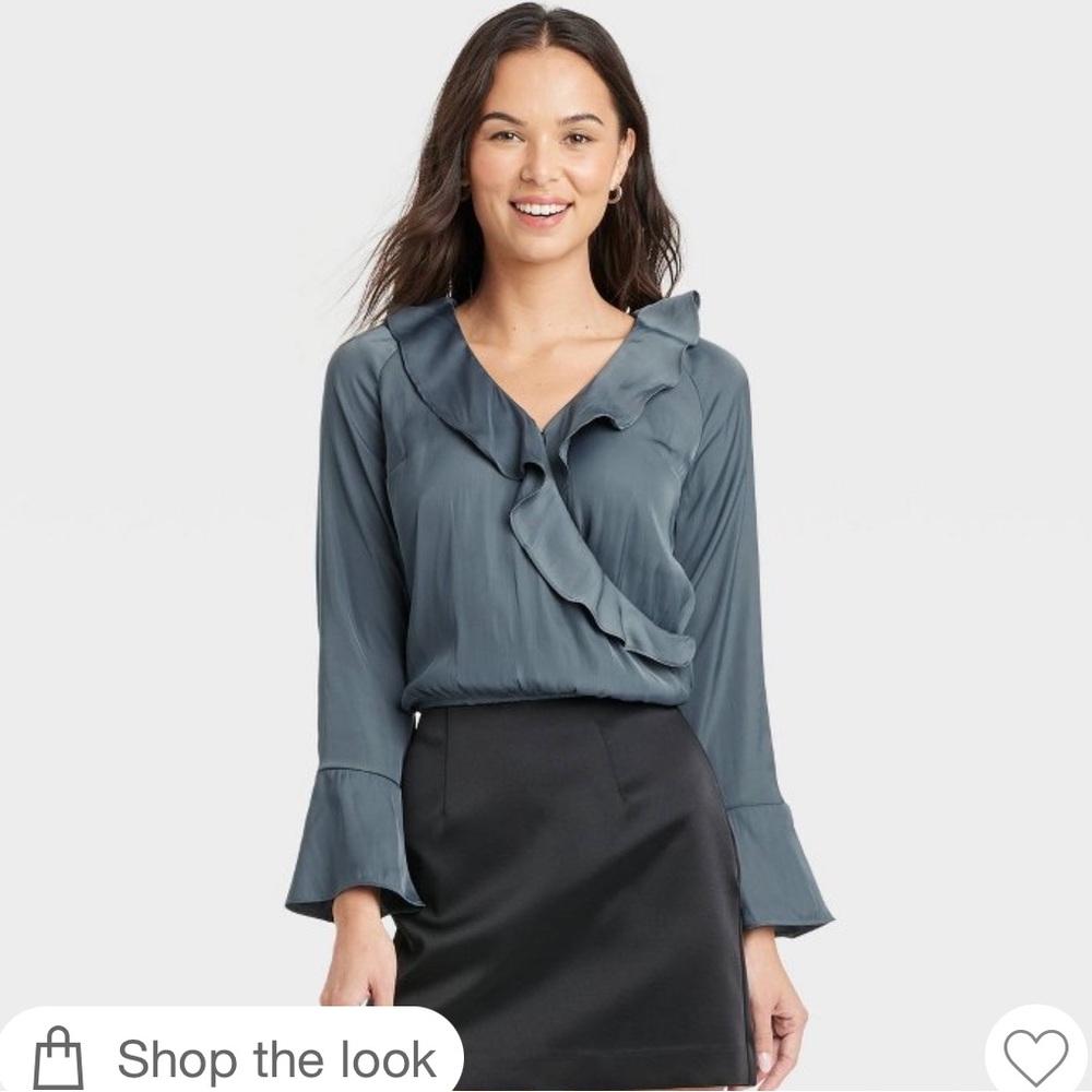 NWT A New Day Flounce Long Sleeve V-Neck
Ruffle Wrap Blouse